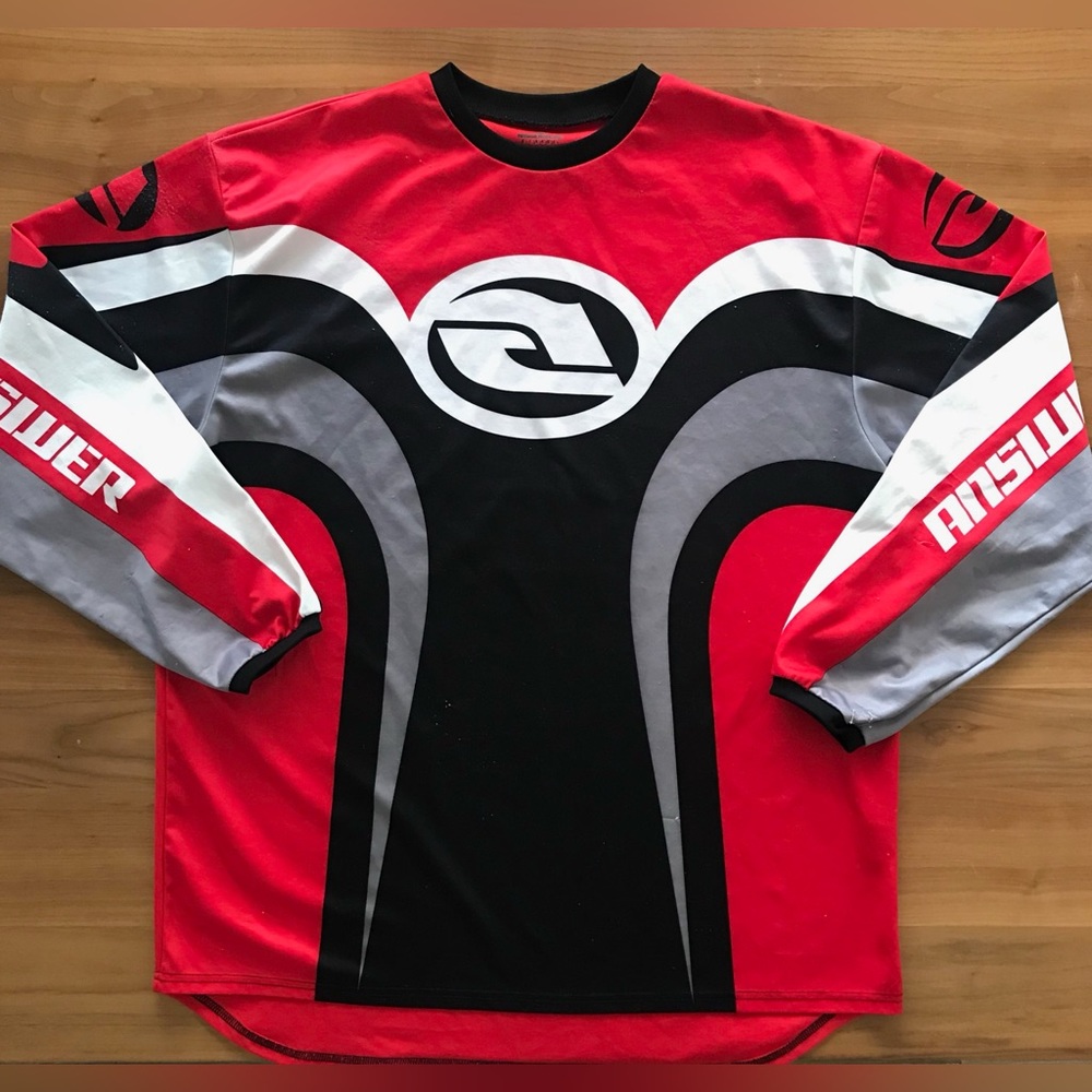 ANSWER RACING MX MOTO JERSEY MENS X-LARGE BLACK RED WHITE